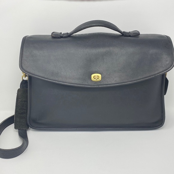 COACH Vintage Black Leather Lexington Briefcase Messenger Bag #5265 - Picture 1 of 14